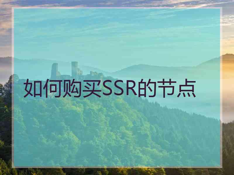 如何购买SSR的节点